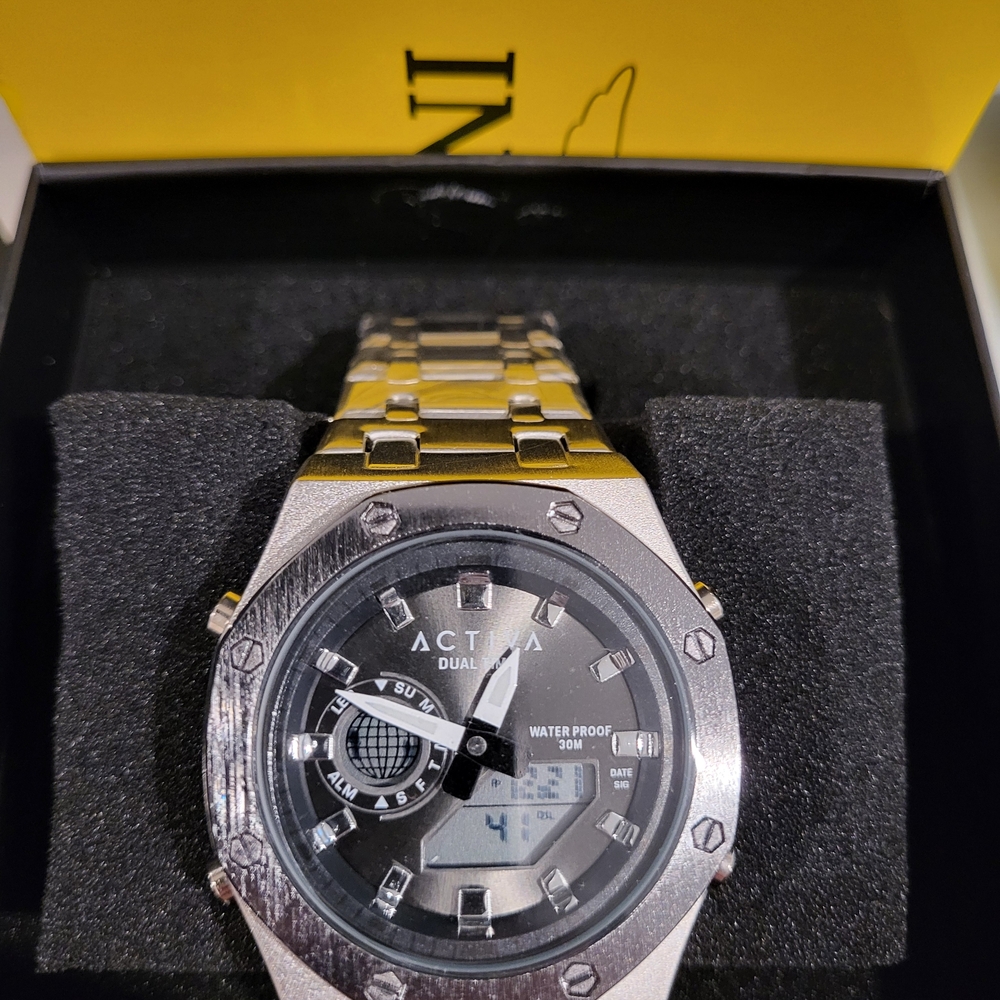 Activia By INVCTA USA Silver and Black Dual Time Smartwatch - Picture 2 of 4
